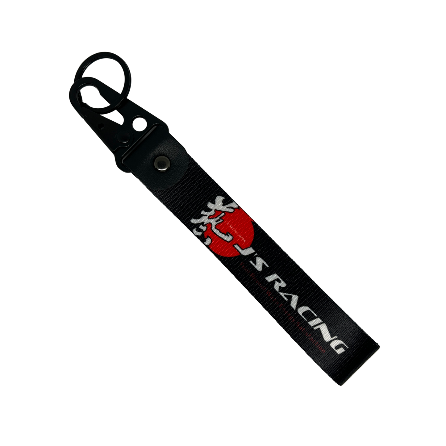 Black J'S Racing key tag with JS logo – Motorev JDM car keychain accessory