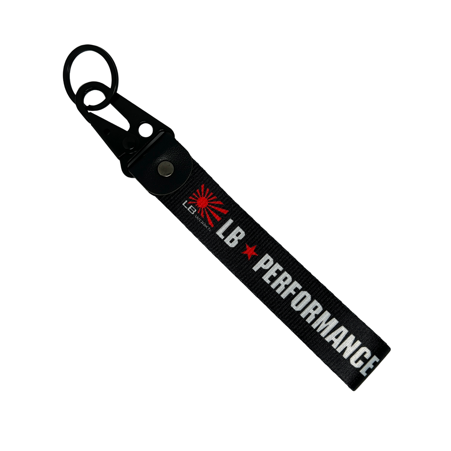 Black key tag with LB PERFORMANCE branding – Motorev JDM car accessory