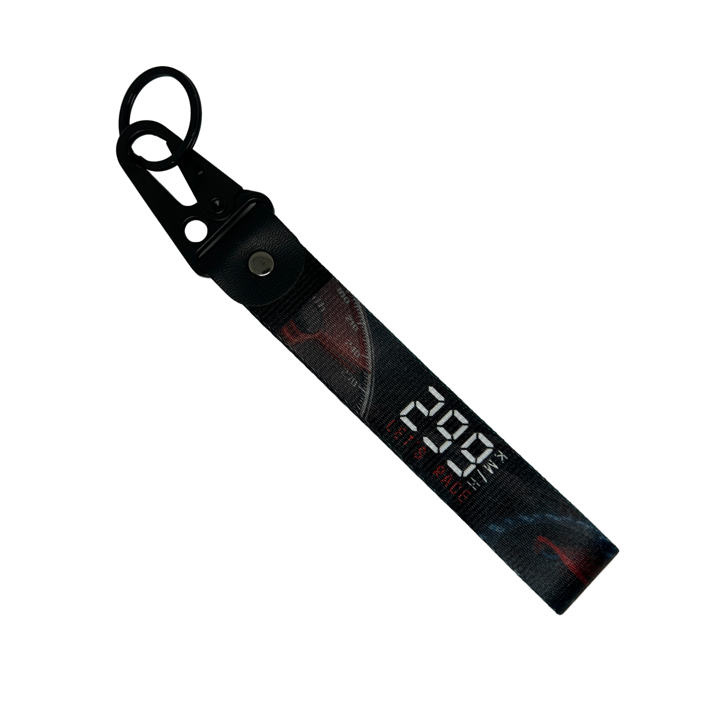 Black 299 KM/H Let’s Race key tag with a speedometer design – Motorev JDM performance car keychain accessory