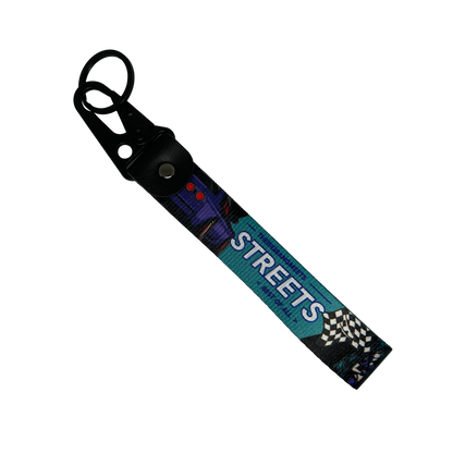 Motorev Best of All Streets car key tag, a zinc alloy and nylon JDM keyring featuring bold street racing-inspired artwork, scratch resistant and built for JDM and car culture enthusiasts UK