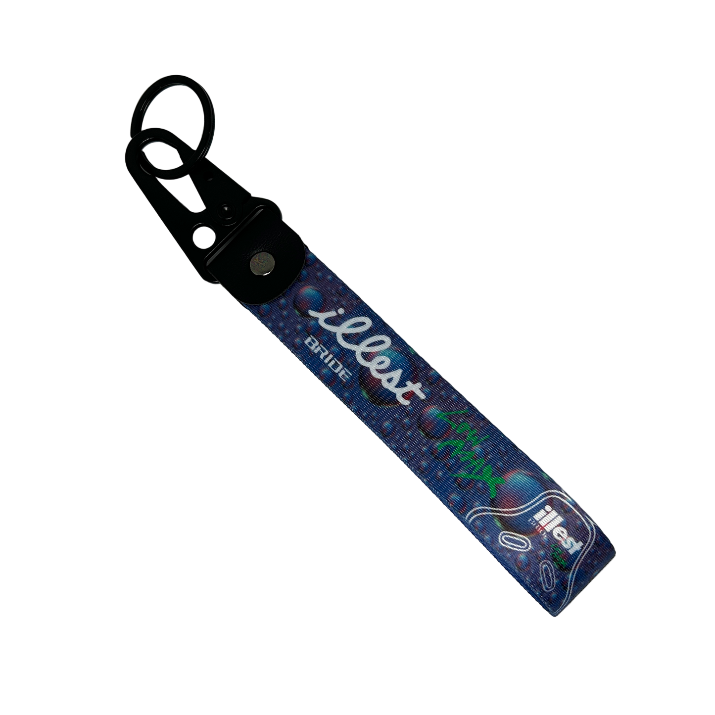 Waterdrop graphic key tag wioth BRIDE x Illest branding – Motorev performance keychain for car enthusiasts