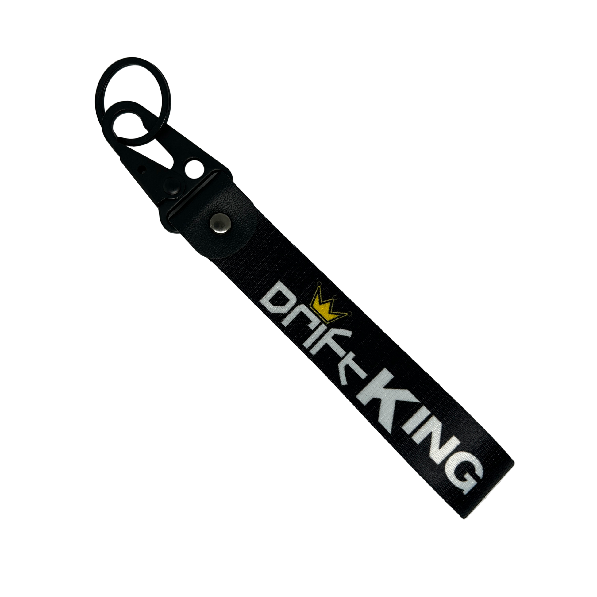 Black Drift King key tag with bold JDM text – Motorev car keychain accessory