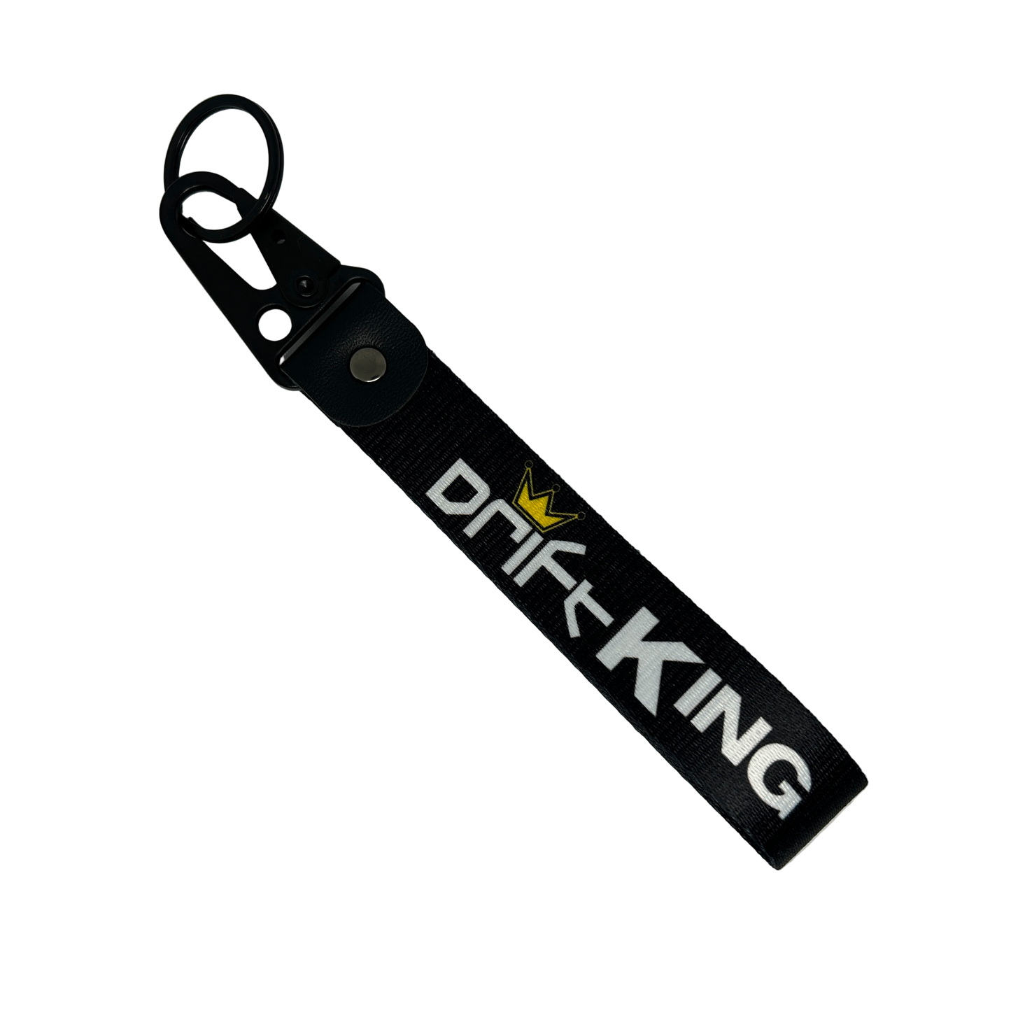 Black Drift King key tag with bold JDM text – Motorev car keychain accessory
