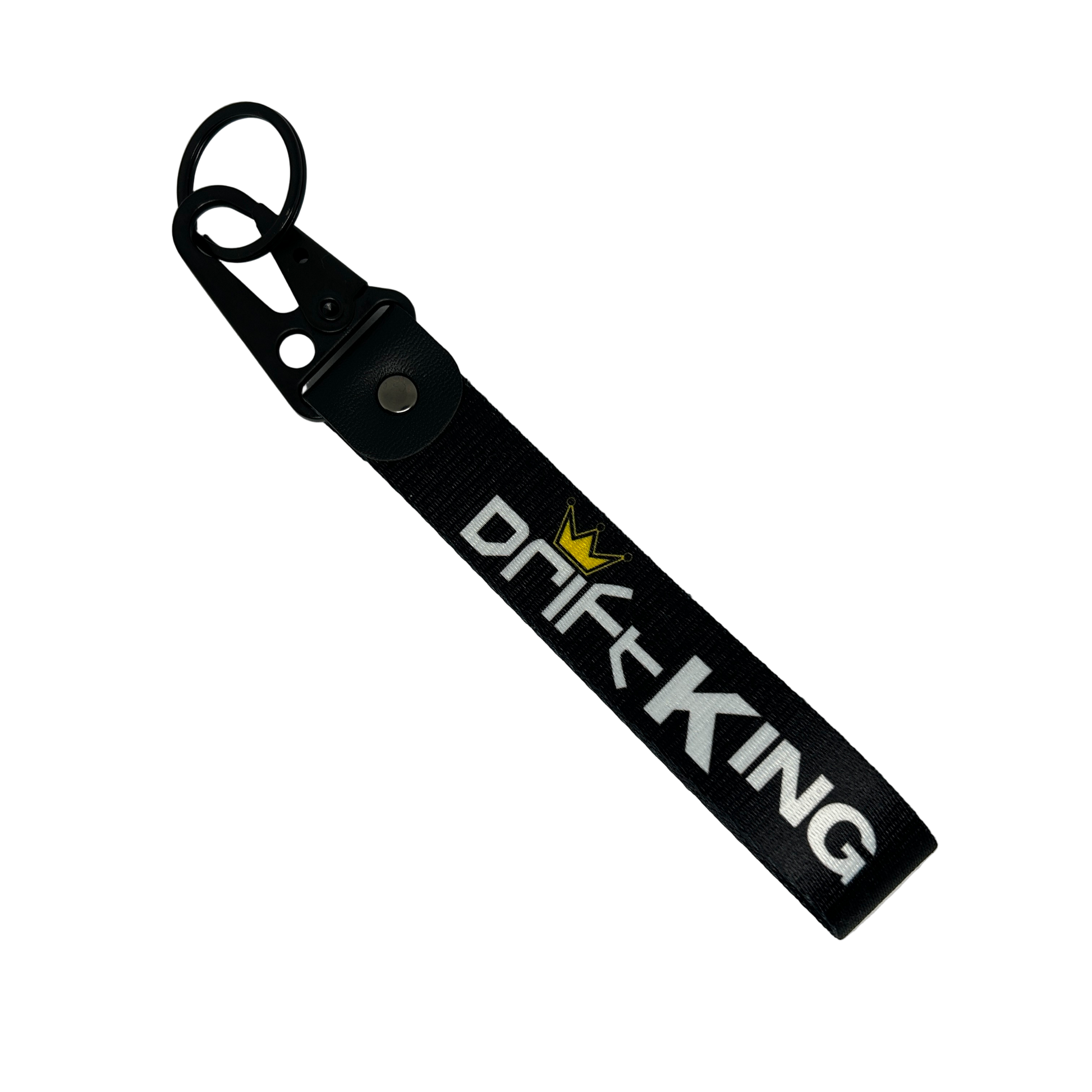 Black Drift King key tag with bold JDM text – Motorev car keychain accessory