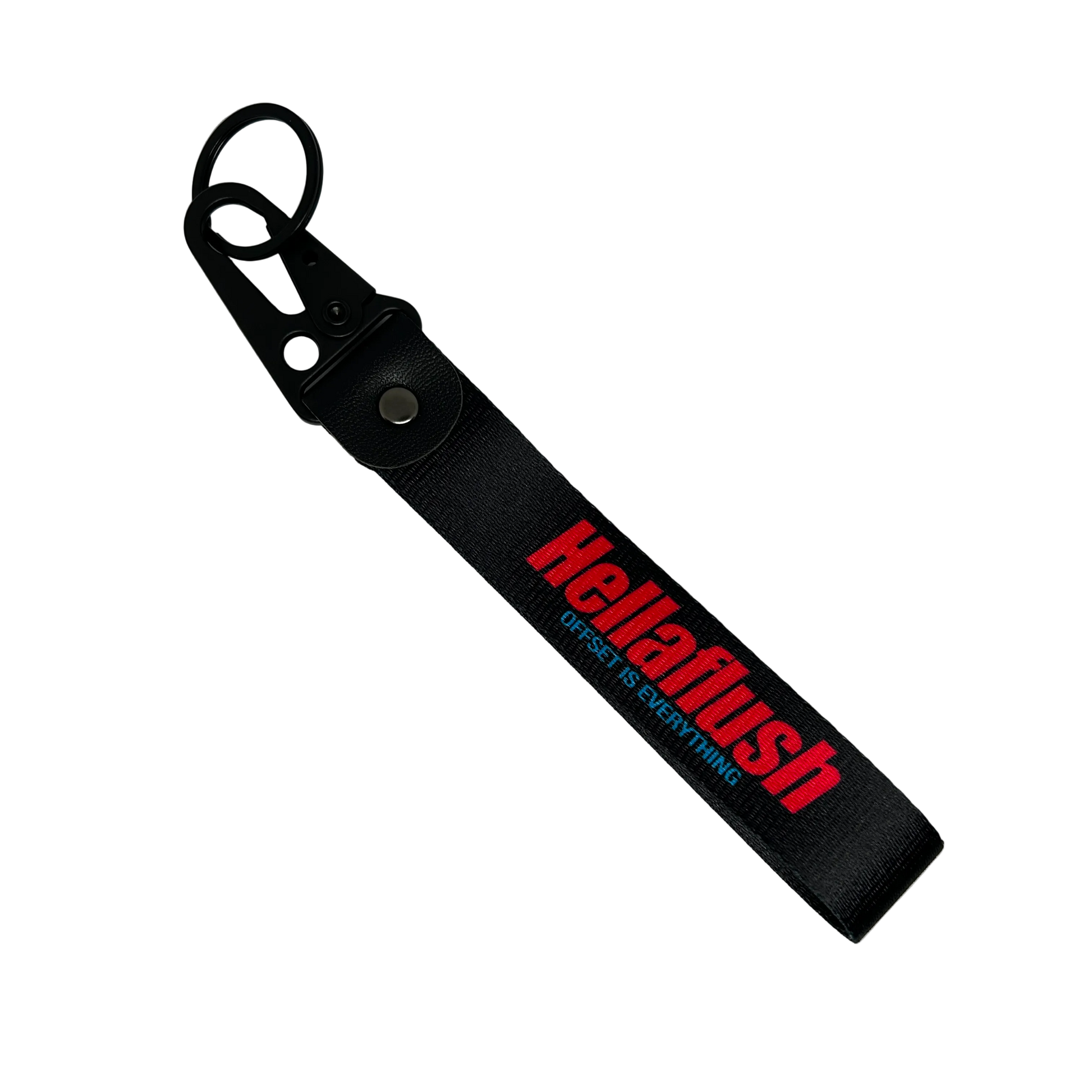 Black Hellaflush key tag with bold JDM text – Motorev car keychain accessory