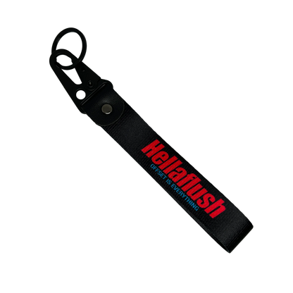 Black Hellaflush key tag with bold JDM text – Motorev car keychain accessory