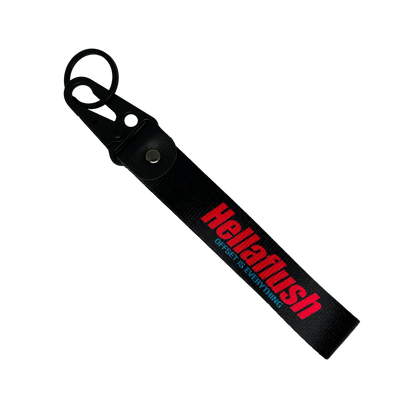 Black Hellaflush key tag with bold JDM text – Motorev car keychain accessory