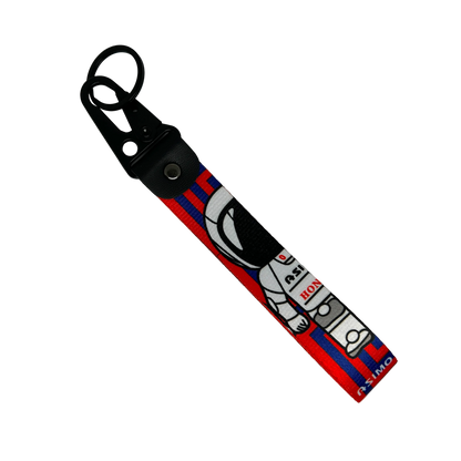 Red and blue Honda Asimo key tag with robot design – Motorev JDM car keychain accessory