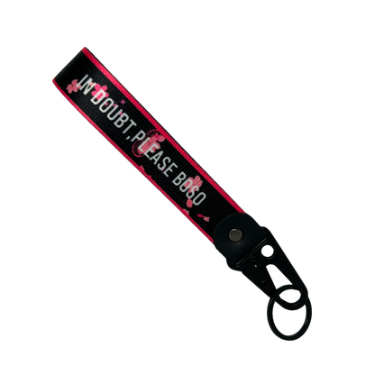 Black In Doubt, Please BOSO floral key tag with pink accents – Motorev JDM car keychain