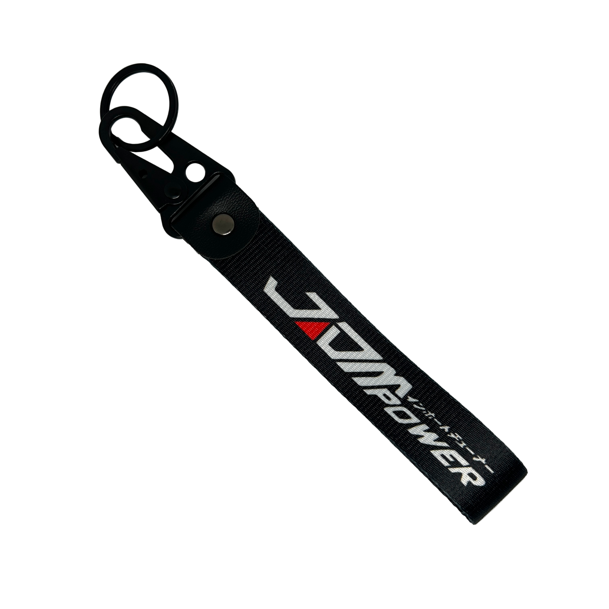 Black JDM Power key tag with Japanese text and JDM design – Motorev car keychain accessory
