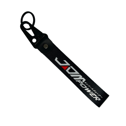 Black JDM Power key tag with Japanese text and JDM design – Motorev car keychain accessory