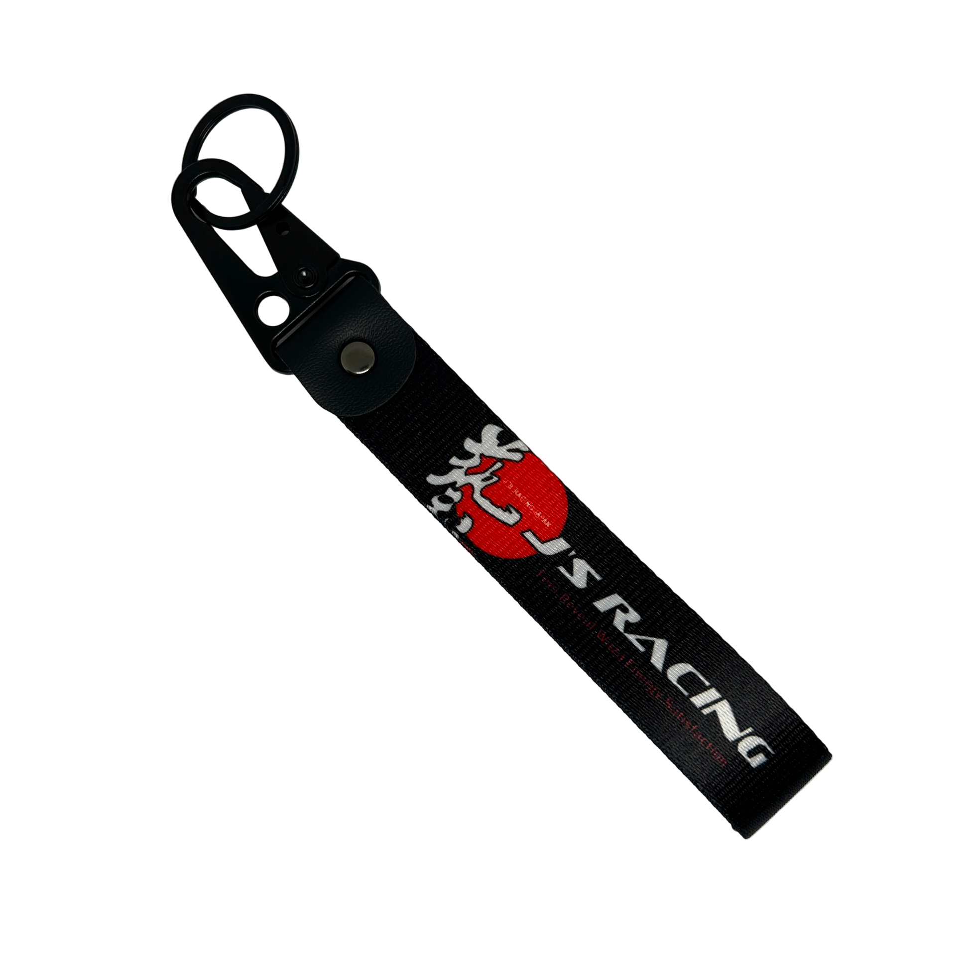 Black J'S Racing key tag with JS logo – Motorev JDM car keychain accessory