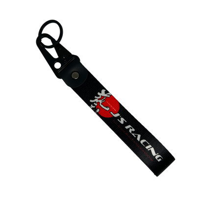 Black J'S Racing key tag with JS logo – Motorev JDM car keychain accessory