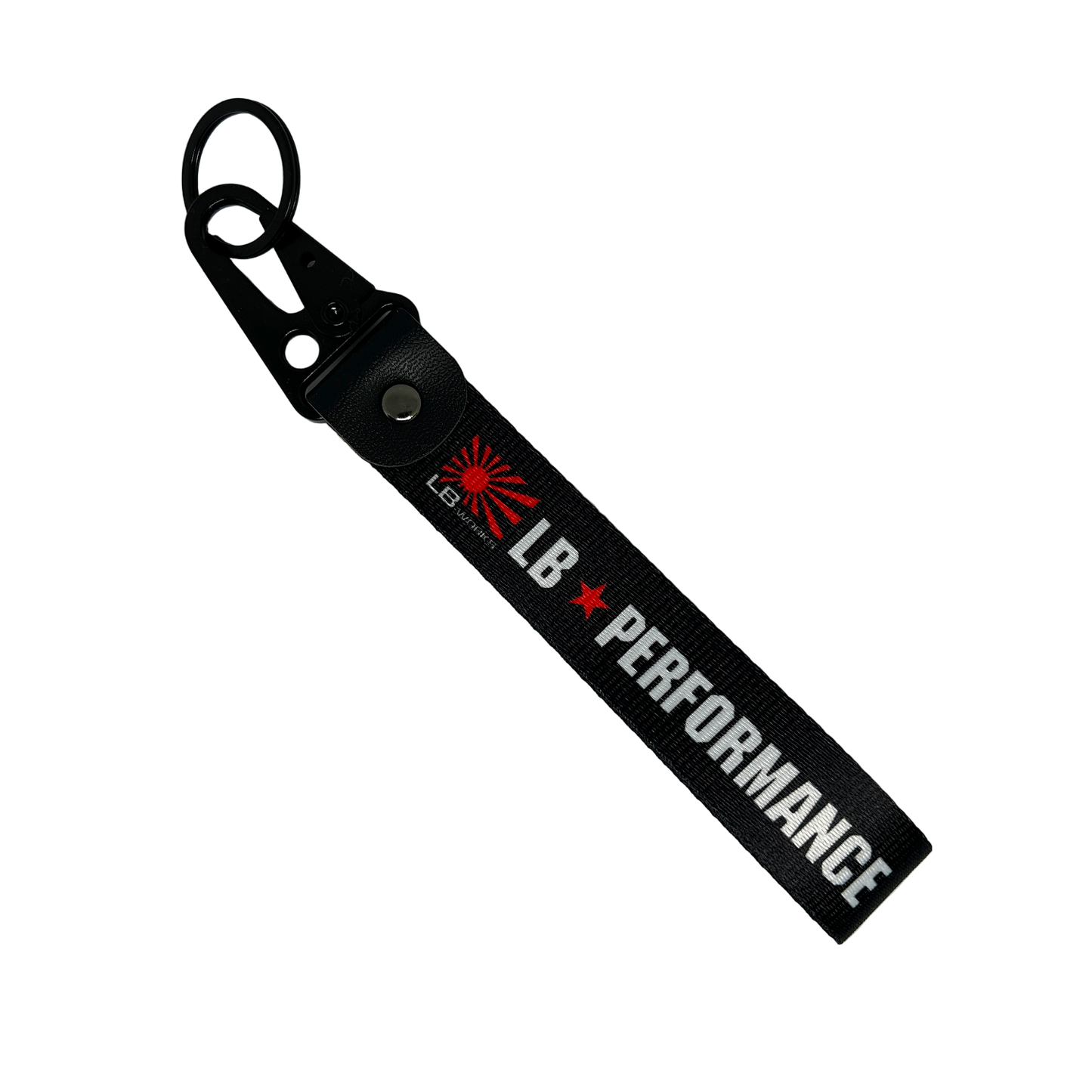 Black key tag with LB PERFORMANCE branding – Motorev JDM car accessory