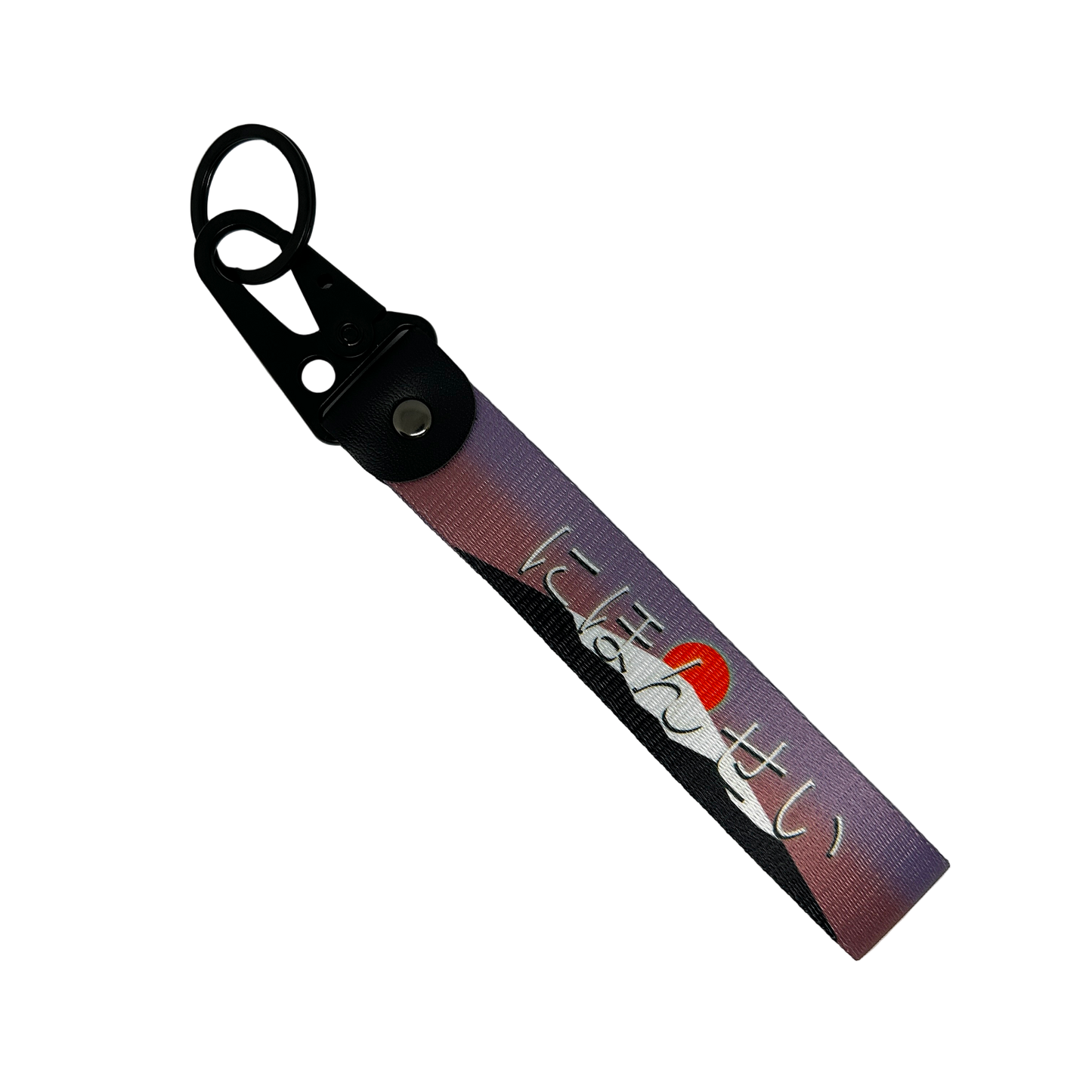 JDM key tag with an image of a mount fuji sunrise and Japanese text – Motorev performance car keychain