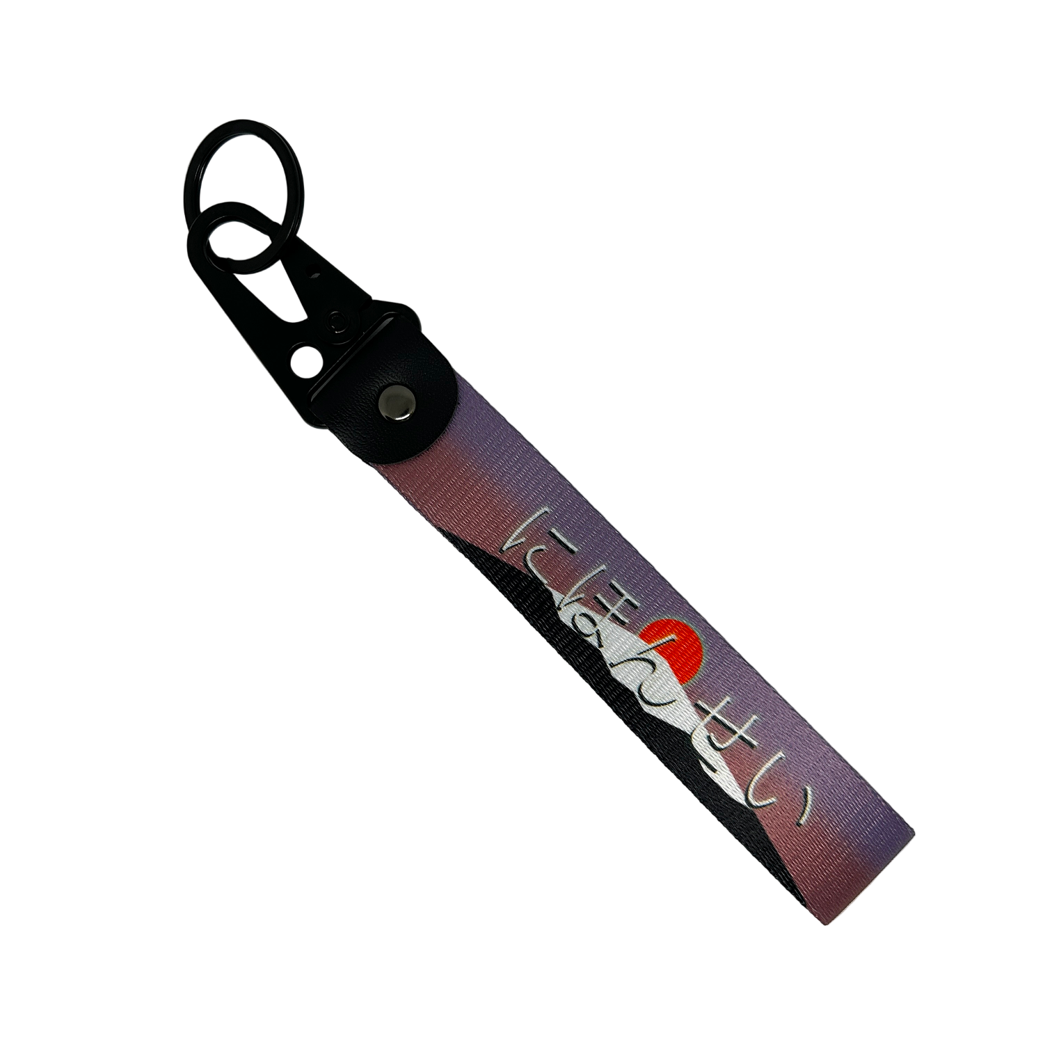 JDM key tag with an image of a mount fuji sunrise and Japanese text – Motorev performance car keychain