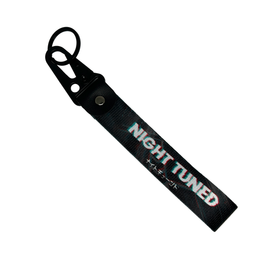 Black Night Tuned key tag with sleek JDM design – Motorev car keychain accessory