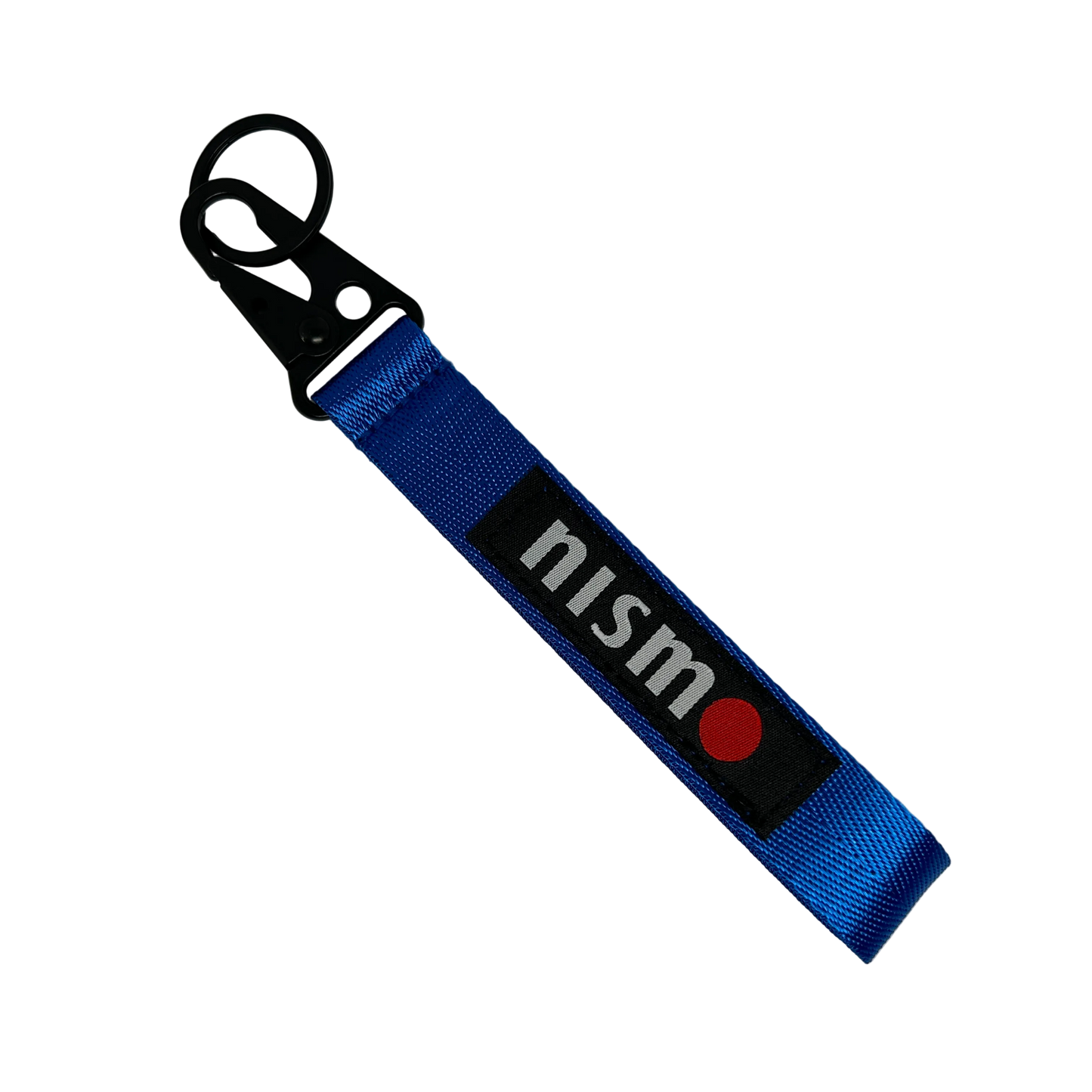Blue Nismo key tag with performance branding – Motorev JDM car keychain accessory