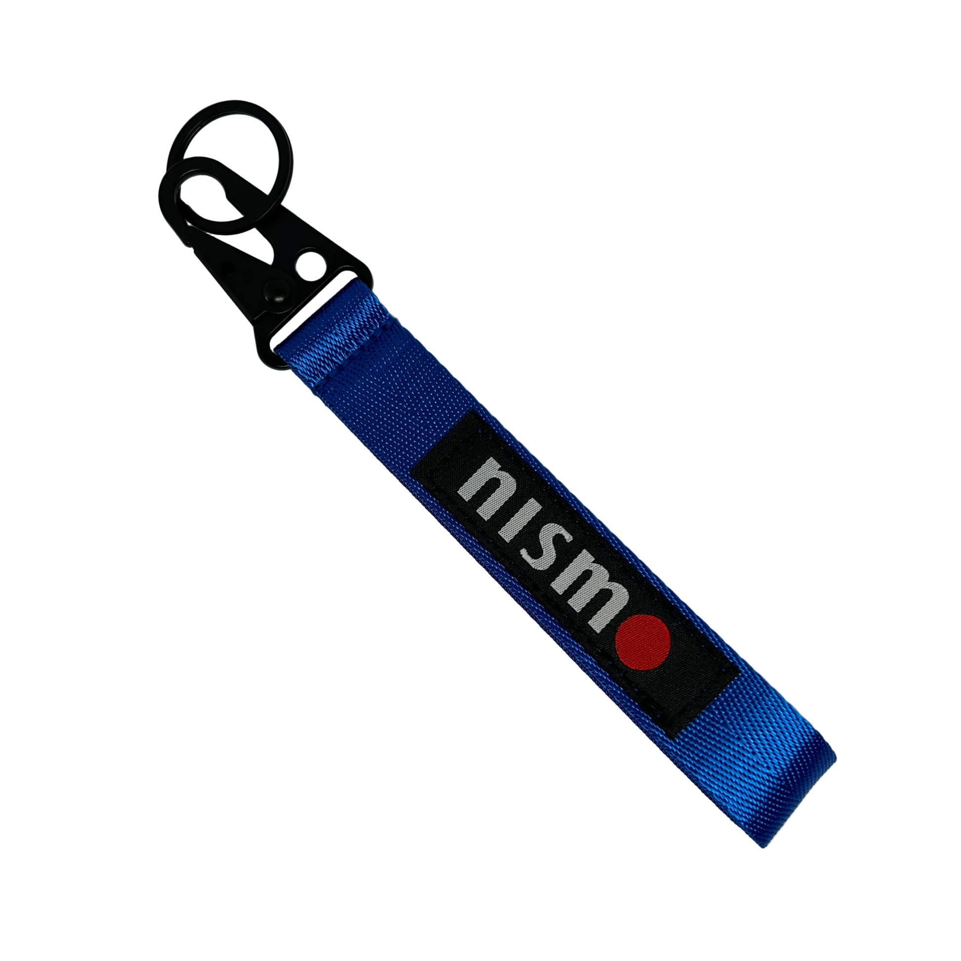 Blue Nismo key tag with performance branding – Motorev JDM car keychain accessory