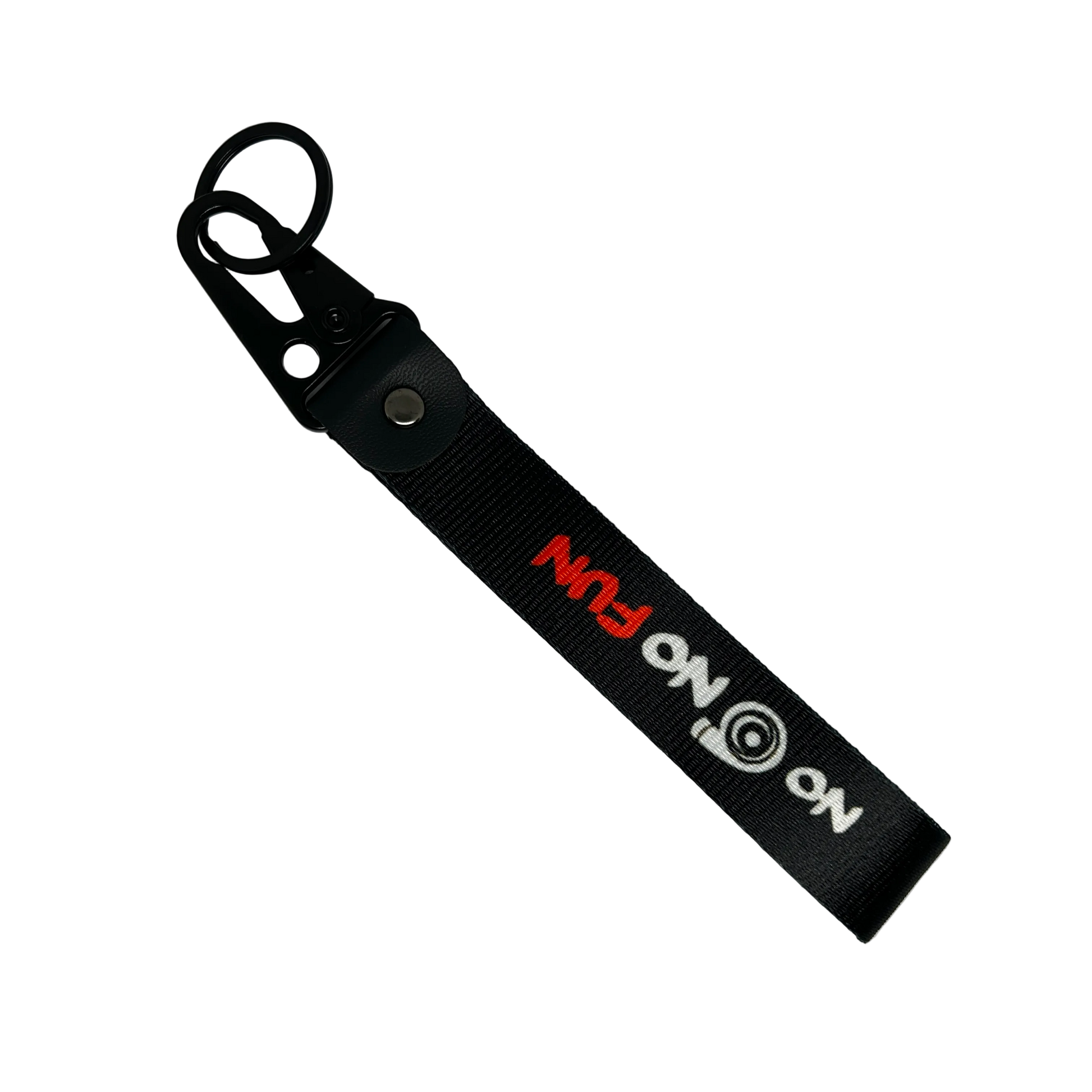 Black No Turbo No Fun key tag with bold JDM text – Motorev car keychain accessory