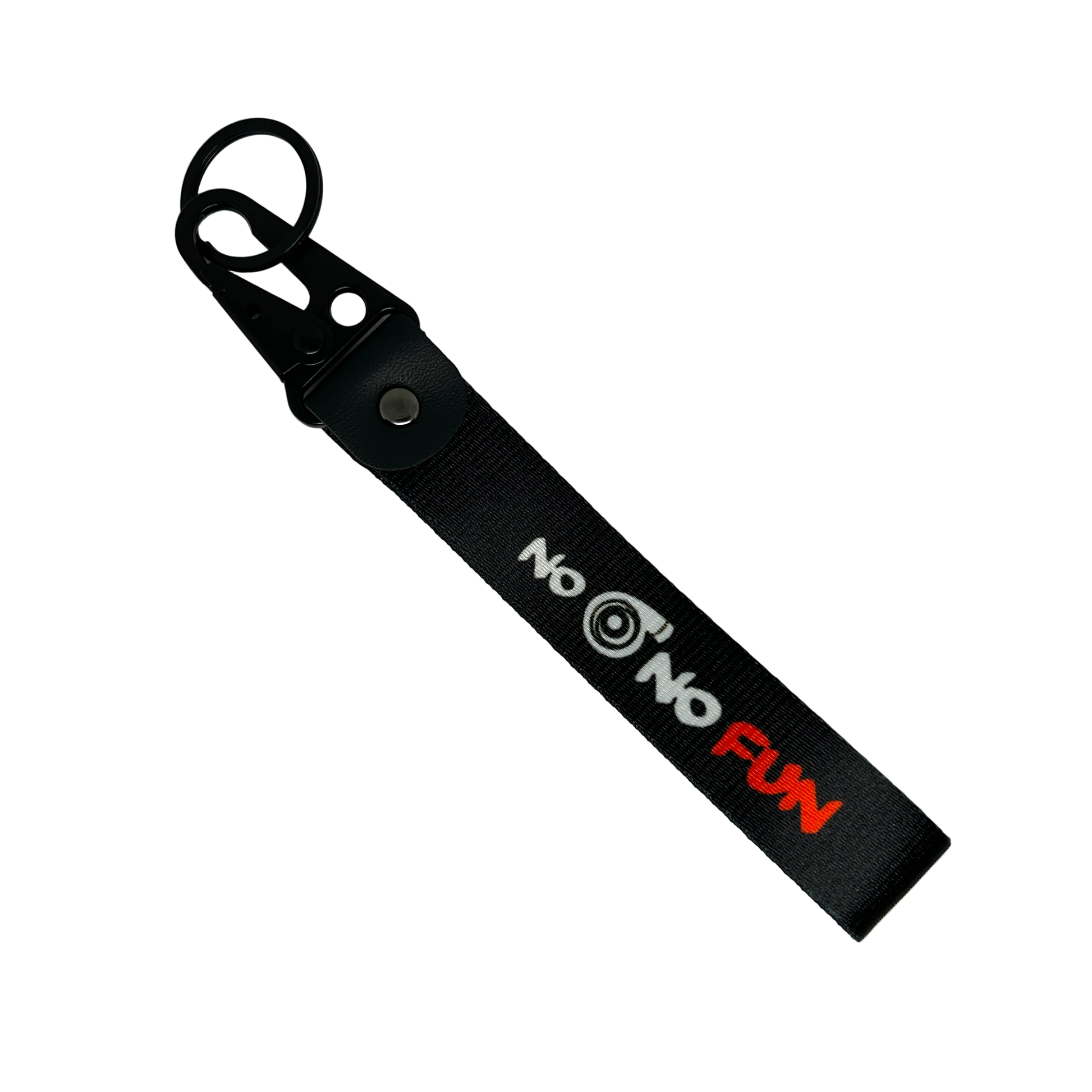 Black No Turbo No Fun key tag with bold JDM text – Motorev car keychain accessory