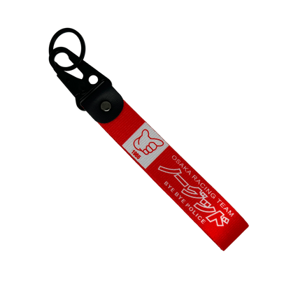 Red Osaka Racing Team key tag with English text and Osaka logo – Motorev JDM car keychain