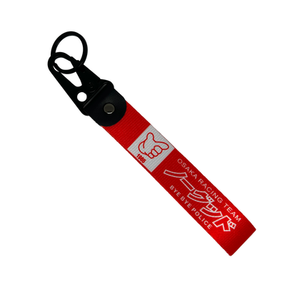 Red Osaka Racing Team key tag with English text and Osaka logo – Motorev JDM car keychain