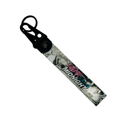 Retro Midnight key tag with neon JDM design – Motorev car keychain accessory