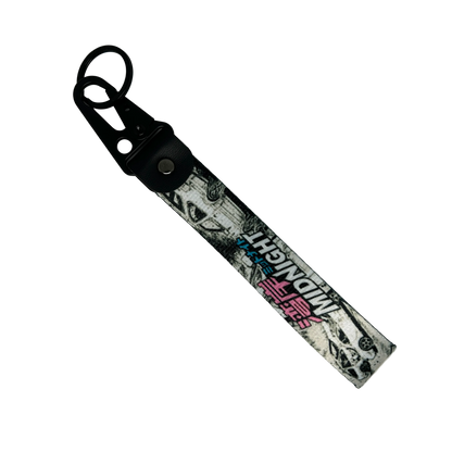 Retro Midnight key tag with neon JDM design – Motorev car keychain accessory