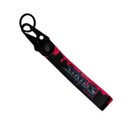Motorev STATUS ERROR City Skyline car key tag, a zinc alloy and nylon keyring featuring a striking urban city skyline graphic design, scratch resistant and built for car culture and street style enthusiasts UK