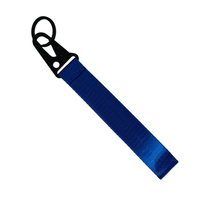 Blue Supreme style key tag with bold logo text – Motorev JDM car keychain accessory